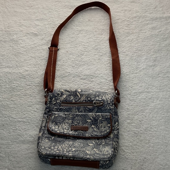 Sakroots Handbags - Sakroots Floral Messenger Bag - Brown and Gray